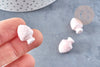 Perle porcelaine rose clair pomme de pin 19mm,perle céramique, céramique blanche, x10 G8693