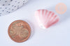 Perle porcelaine rose coquillage, perle céramique géométrique fabrication bijoux en céramique rose, 22.5-23.5mm, x10 G3429