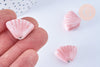 Perle porcelaine rose coquillage, perle céramique géométrique fabrication bijoux en céramique rose, 22.5-23.5mm, x10 G3429