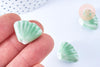 Perle porcelaine verte coquillage 22.5-23.5mm, perle céramique géométrique, x10 G3427