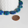 Perle resine ovale bleue, fournitures créatives,perle résine,perle turquoise, malachite synthétique, bijoux contemporains,fil 39 cm-G881