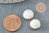 Perle ronde nacre blanche naturelle fer doré 13mm,nacre blanche,perle ronde nacre,coquillage blanc, x5 G0425