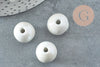 Perle ronde porcelaine émaillé gris clair 16mm,perle céramique, fabrication bijoux, céramique blanche, x10 G9447