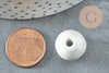 Perle ronde porcelaine émaillé gris clair 16mm,perle céramique, fabrication bijoux, céramique blanche, x10 G9447