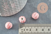 Perle ronde striée porcelaine rose 11mm, fabrication bijoux céramique, x10 G9528