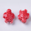 Perle tortue porcelaine rouge 12mm, perle céramique, fabrication bijoux animal, x5 G3906