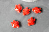 Perle tortue porcelaine rouge 12mm, perle céramique, fabrication bijoux animal, x5 G3906