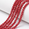 Perle toupie cristal rouge 3.5x3mm, perles bijoux, perle bicone cristal rouge vif,Perle verre facette, fil de 125 perles x1 (G7877)