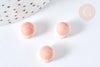 Perles Rondes plates porcelaine émaillée rose pastel 11mm, bijou céramique, x10 G7442