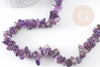 Perles-chips amethyste violette, fournitures créatives, perles amethyste, pierre naturelle, fil 90 cm, x1 G3108