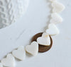 Perles coeur nacre blanche naturelle 13mm, pendentif coeur, coquillage blanc, création bijoux, x5 G1073