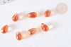 Perles cristal goutte orange paillettes dorées 9mm, verre, x50 (G7290)