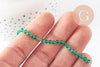 Perles cristal toupies à facette vert transparent, perle cristal vert, fourniture créative, fil de 45cm, 3x3mm, G0950