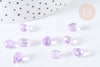 Perles cristal violet transparent goutte paillettes dorées 9mm, création bijoux verre, 50 Perles G7284