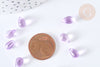 Perles cristal violet transparent goutte paillettes dorées 9mm, création bijoux verre, 50 Perles G7284