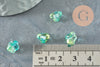 Perles fleur verre bleu vert transparent 8.5mm, perles verre tchèque, perles fleur, x10 (G9836)