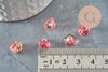 Perles fleur verre rouge et or transparent 8.5mm, perles verre tchèque, perles fleur, verre violet, x10 (G9819)