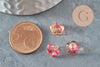 Perles fleur verre rouge et or transparent 8.5mm, perles verre tchèque, perles fleur, verre violet, x10 (G9819)