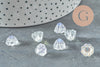 Perles fleur verre transparent opalescent 11 mm, perles verre tchèque, perles fleur, x10 (G9820)