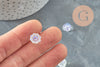 Perles fleur verre transparent opalescent 11 mm, perles verre tchèque, perles fleur, x10 (G9820)