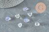 Perles fleur verre transparent opalescent 11 mm, perles verre tchèque, perles fleur, x10 (G9820)