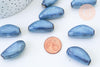 Perles ovales porcelaine bleue,perles céramique, porcelaine émaillée,perle ovales, création bijoux, 32mm, x5 G5503