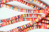 Perles polymère multicolore à paillettes heishi 6mm, Perles plastique, perle heishi,perle disque, 5.5mm,le fil de 380 perles, X1 G4209