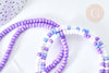 Perles porcelaine abacus violet pastel 4x3mm, création bijoux céramique, fil de 38cm, x1 G7807