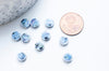 Perles porcelaine bleue clair moucheté, perle céramique, perle porcelaine,perle disque, céramique bleue,8mm, x10 G4777