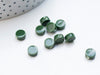 Perles porcelaine vert foncé, perle céramique, perle porcelaine,perle disque, céramique verte,8mm, x10 G4730