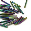 Perles rocaille Tube Verre Noir irisé, Fournitures créative, verre noir métallisé, long tube,20mm x 2mm, x 5gr G0690