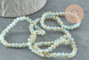 Perles rondelles verre opaque facettées bleu pâle et doré 4x3mm, bijou fantaisie DIY, fil de 39cm, x1 G8264