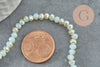 Perles rondelles verre opaque facettées bleu pâle et doré 4x3mm, bijou fantaisie DIY, fil de 39cm, x1 G8264