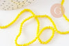 Perles rondelles verre opaque facettées jaune 3x2mm, bijoux cristal, bijou fantaisie DIY, fil de 39cm, x1 G8256