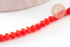 Perles rondelles verre opaque facettées rouge-orange 3x2mm, bijoux cristal, bijou fantaisie DIY, le fil de 39cm x1 (G8257)