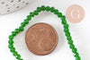 Perles rondelles verre opaque facettées vert 3.5x2.5~3mm, création bijoux cristal DIY, fil de 35cm X1 G3907