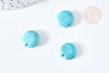 Perles rondes en howlite turquoise naturelle,perles pierre, howlite naturelle, 14 mm ,X5-G1431