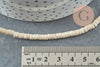 Perles rondes rondelles howlite blanche, perles pierre howlite synthétique, fil de 39cm, x1 G0827