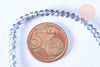 Perles toupies cristal gris transparent irisé violet 3.5x2.5mm, perles bijoux, perle cristal,Perle verre facette, fil 25.4cm G6756