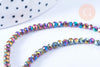 Perles toupies cristal noir irisé 3.5x2.5mm, perles bijoux, perle cristal,Perle verre facette,création bijoux, fil 25.4cm G6754