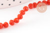 Perles toupies cristal orange , perle cristal, verre facette, fil de 38 cm, 4-5mm G6366