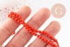 Perles toupies cristal orange , perle cristal, verre facette, fil de 38 cm, 4-5mm G6366