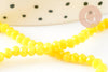 Perles toupies jaune, perles bijoux, fourniture créative, Perle verre facette, fil de 38cm, 3mm, x1 G2669