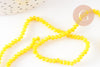 Perles toupies jaune, perles bijoux, fourniture créative, Perle verre facette, fil de 38cm, 3mm, x1 G2669