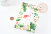 Pochette carton motif tropical, pochette cadeau papier,sachet cadeau,sachet mariage,scrapbooking,14.6x10.5cm, x1 G3168