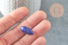 Pointe lapis lazulis naturelle non percée 18mm, pointe double, pierre naturelle polie, création bijoux lapis lithothérapie, X1 G6368