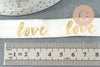 Ruban élastique écru or LOVE EFJF,bracelet EVJF,ruban mariage, scrapbooking,16mm, X1 ou X5 ou X10mètres G1286