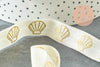 Ruban élastique écru or coquilage EFJF, bracelet EVJF,ruban mariage, scrapbooking,16mm, X1 ou X5 ou X10 mètres G1674