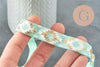 Ruban élastique motif Aztèque vert or EFJF, fabrication bijoux,bracelet EVJF,ruban mariage,scrapbooking,16mm,1 mètre-G1850