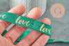 Ruban élastique vert or LOVE EFJF, bracelet EVJF,ruban mariage,fourniture créative,scrapbooking,16mm,1 mètre G3759